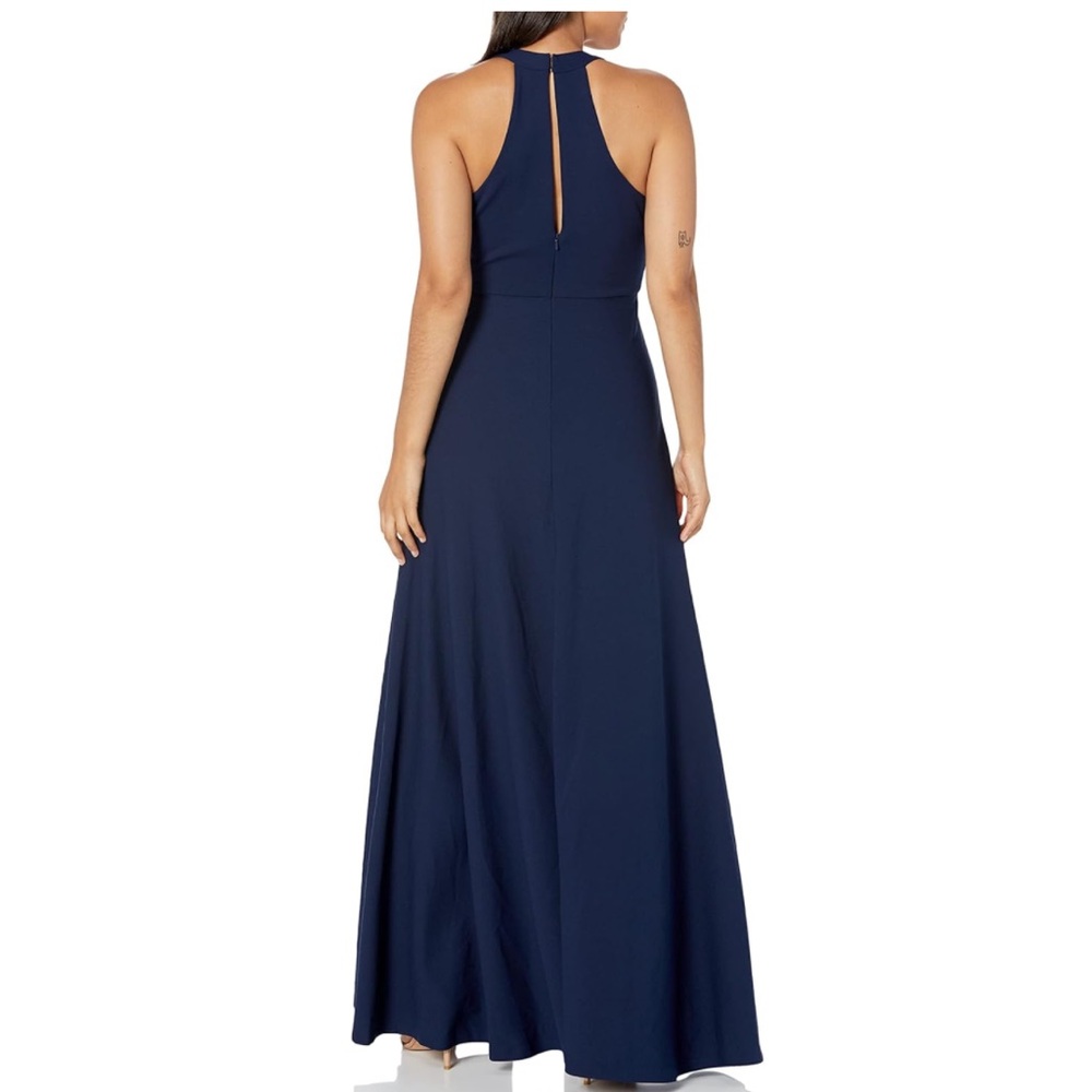 Jenny Yoo Margot bridesmaid dress V Neck A Line, Slit, Keyhole Back Navy size 2 - Picture 2 of 16